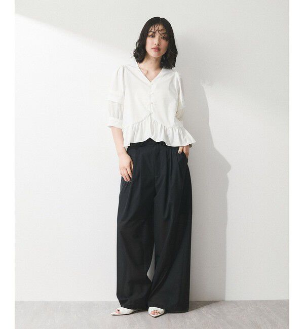 ADAM ET ROPE'「【WEB限定】パフスリーブギャザーブラウス」|シャツ・ブラウス|