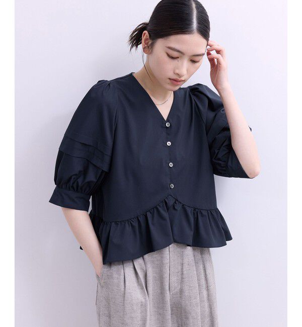 ADAM ET ROPE'「【WEB限定】パフスリーブギャザーブラウス」|シャツ・ブラウス|