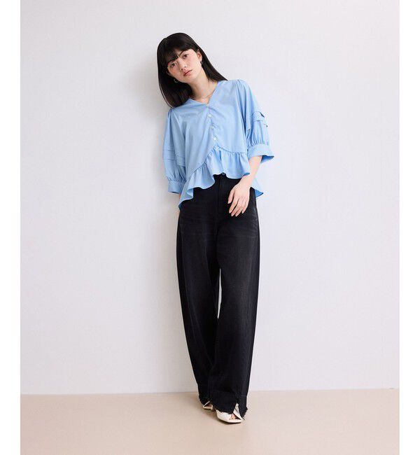 ADAM ET ROPE'「【WEB限定】パフスリーブギャザーブラウス」|シャツ・ブラウス|