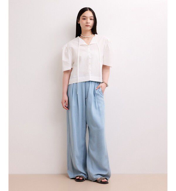 ADAM ET ROPE'「【WEB限定】タックスリーブブラウス」|シャツ・ブラウス|