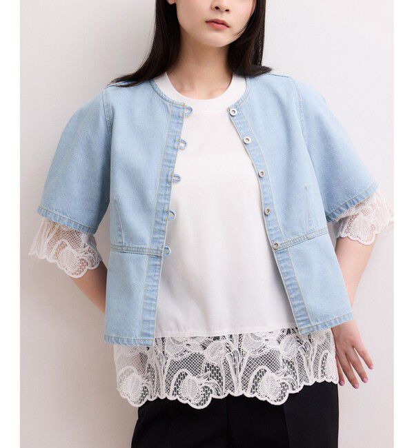 ADAM ET ROPE'「【WEB限定】デニムパフスリーブブラウス」|シャツ・ブラウス|ブルー系(45)