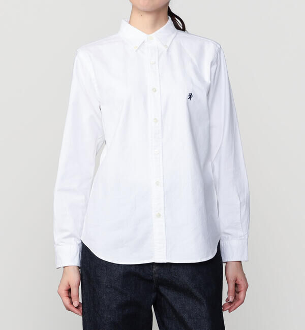 GYMPHLEX「Gymphlex | コットンオックスフォード 長袖ボタンダウンシャツ SOLID WOMEN」|シャツ・ブラウス|WHITE