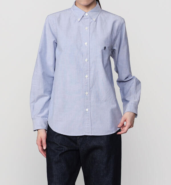 GYMPHLEX「Gymphlex | コットンオックスフォード 長袖ボタンダウンシャツ SOLID WOMEN」|シャツ・ブラウス|BLUE