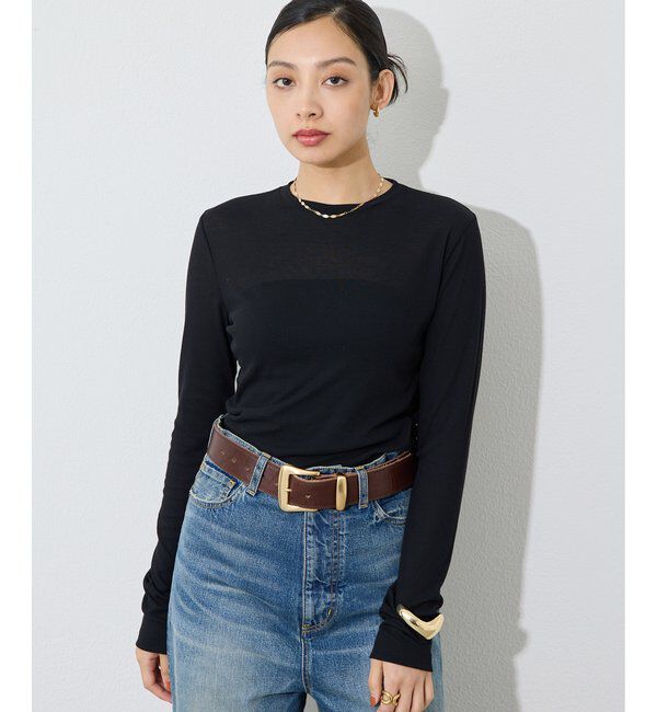  「《インナー使いにもおすすめ》コットン強撚フライスプルオーバー」|Tシャツ・カットソー|