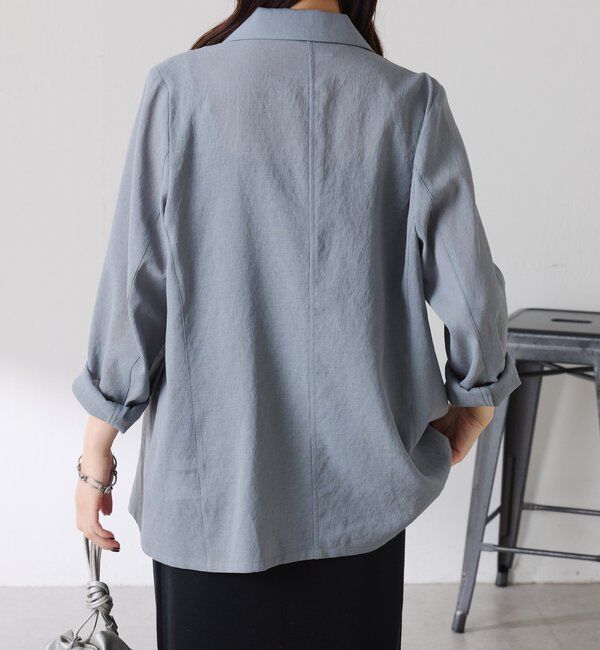  「【夏にも羽織れるシアー素材/軽量/冷房対策】ダブルポケットシアージャケット」|テーラードジャケット|