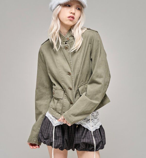  「【26AW LOOK掲載品番】2wayスタンドミリタリージャケット」|ブルゾン・スタジャン|カーキ