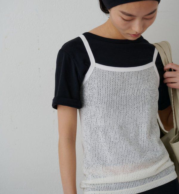  「ドライタッチT＆レースキャミSET」|Tシャツ・カットソー|