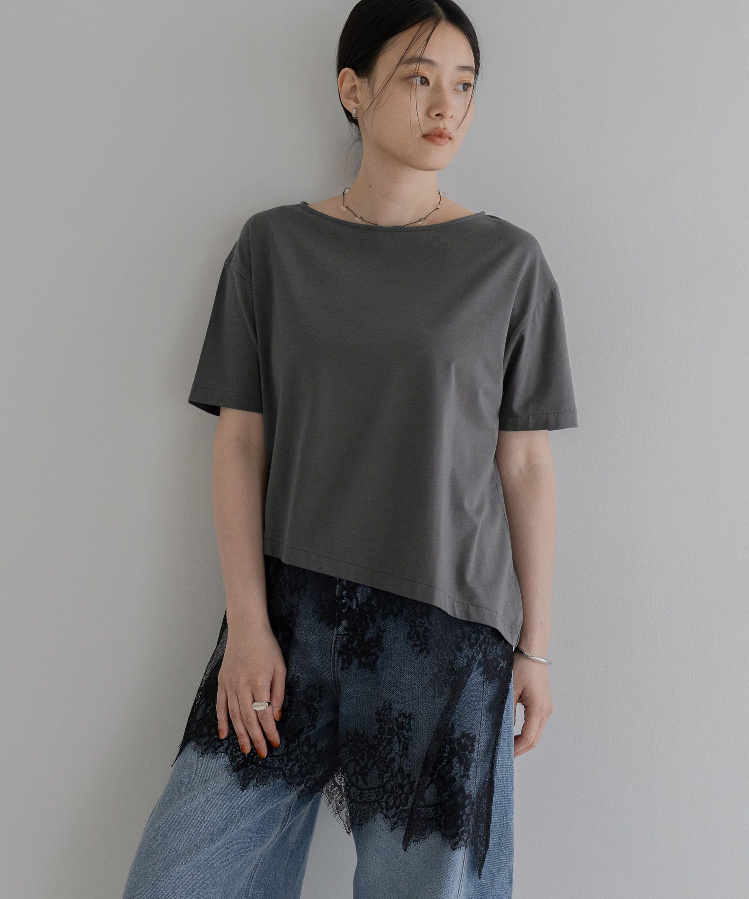 A part by 「イレヘムレースTEE」|ニット・セーター|チャコールグレー
