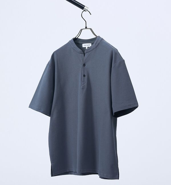 ABAHOUSE「【接触冷感】Vネック スキッパーTシャツ/ヘンリーネック/COVEROSS(R)」|Tシャツ・カットソー|