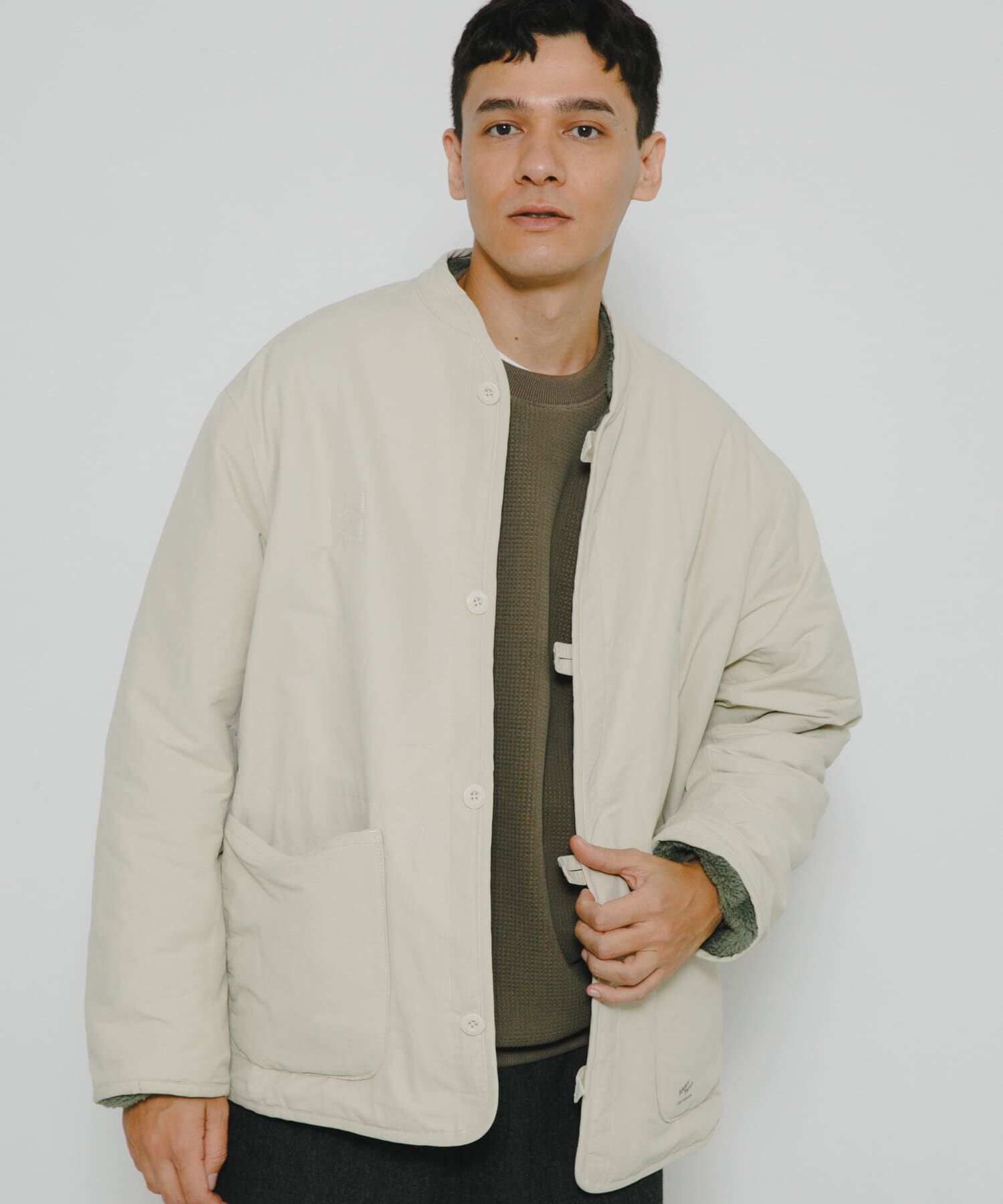 Sonny Label 「『別注』ARMY TWILL&times;Sonny Label　Reversible Jacket」|ノーカラーコート|アイボリー