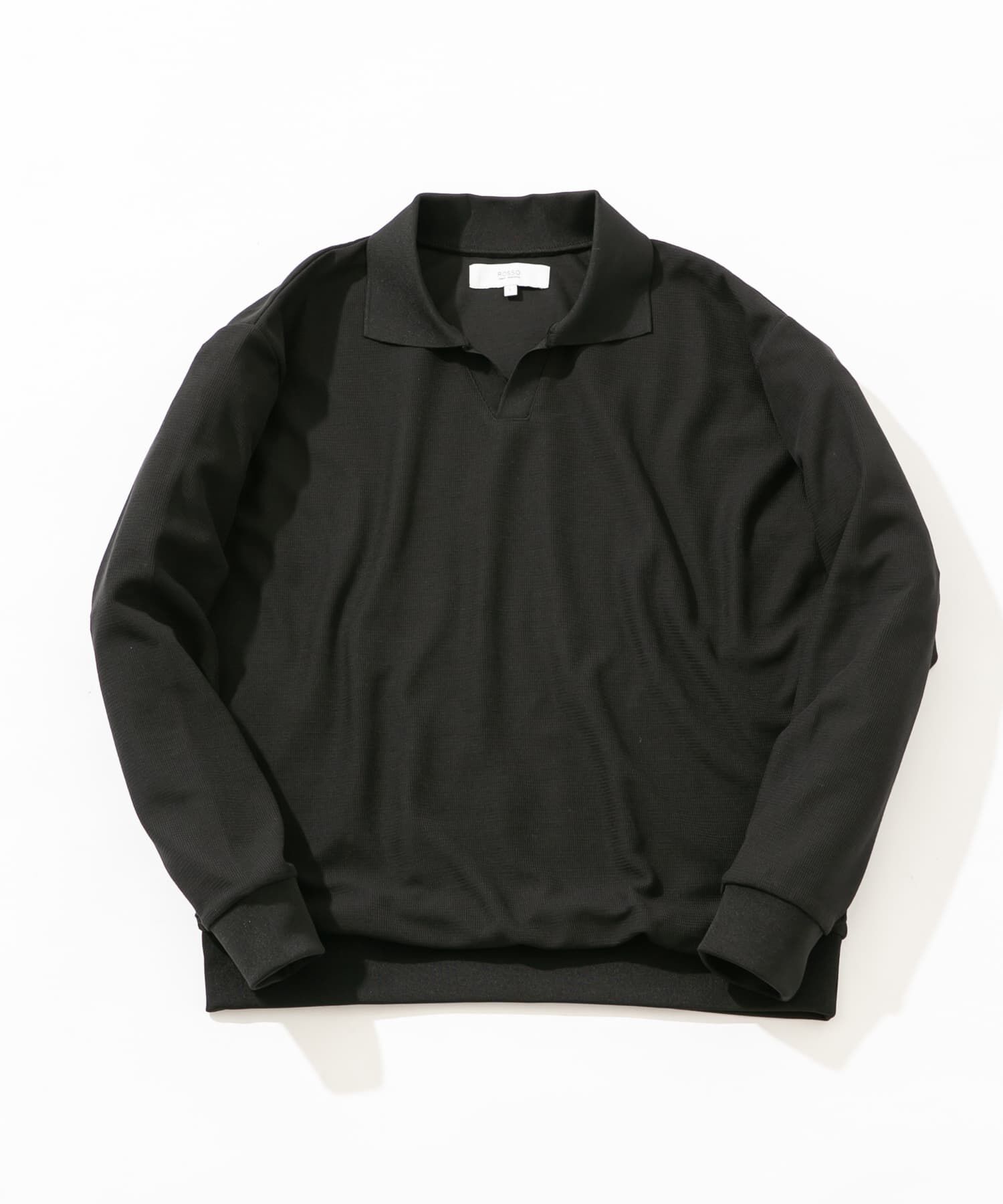URBAN RESEARCH ROSSO「ダブルフェイスサーマルスキッパーポロシャツ」|ポロシャツ|ブラック