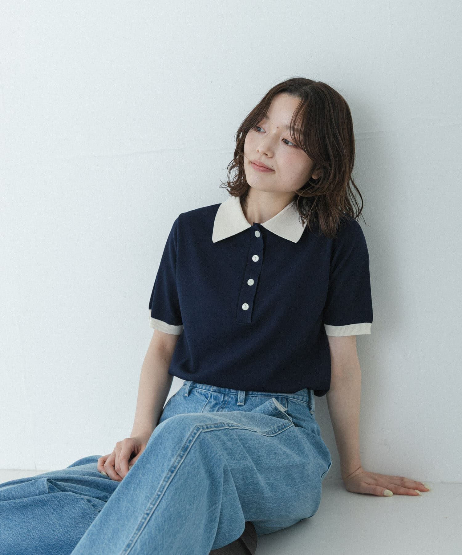 Sonny Label 「配色襟ニットポロシャツ」|ニット・セーター|