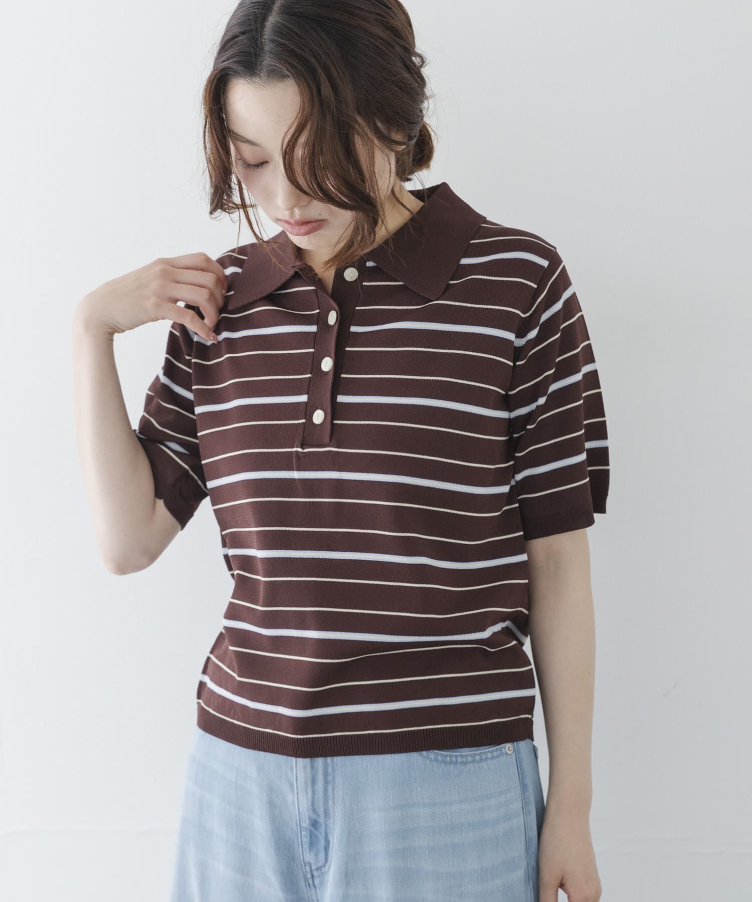 Sonny Label 「配色襟ニットポロシャツ」|ニット・セーター|