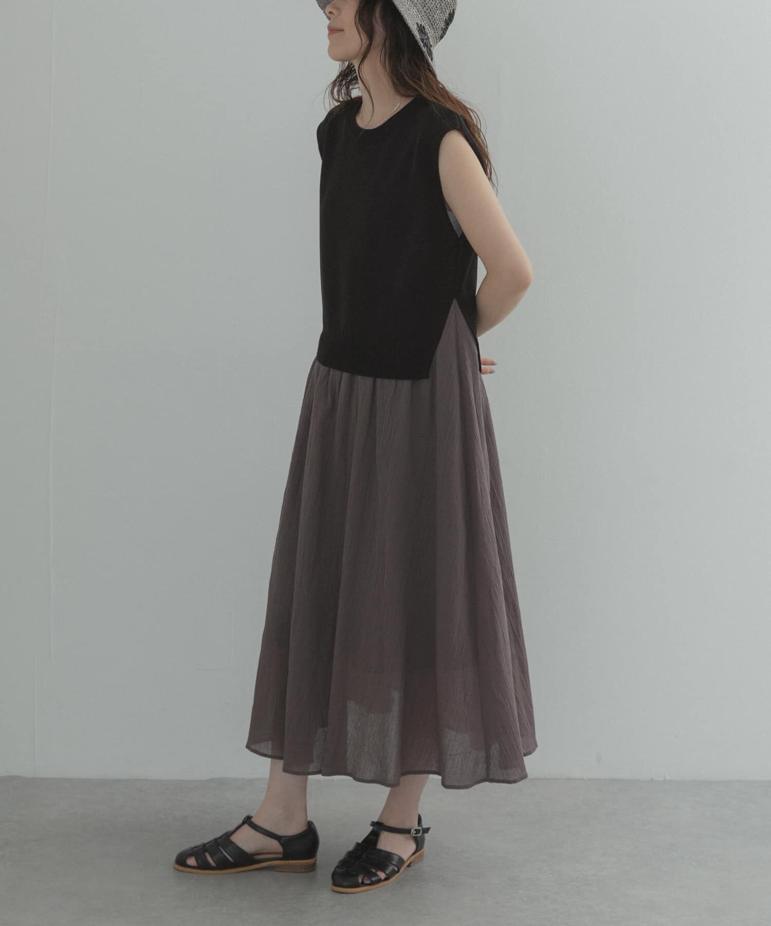 URBAN RESEARCH DOORS「『WEB限定』バイカラーニットドッキングワンピース」|ワンピース|