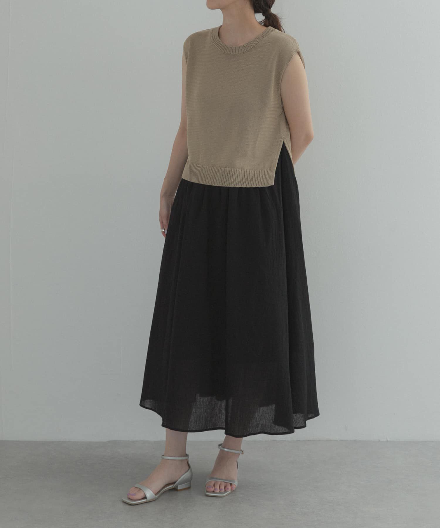 URBAN RESEARCH DOORS「『WEB限定』バイカラーニットドッキングワンピース」|ワンピース|