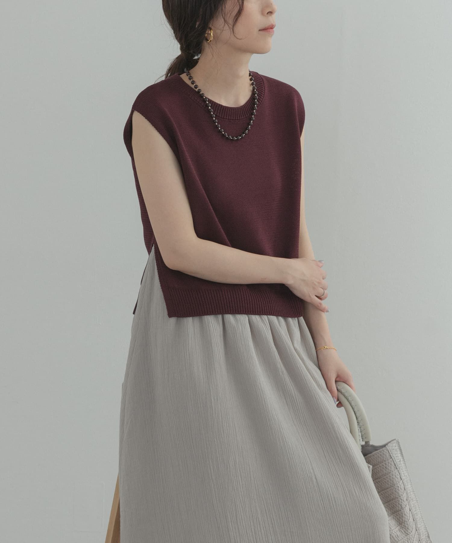 URBAN RESEARCH DOORS「『WEB限定』バイカラーニットドッキングワンピース」|ワンピース|