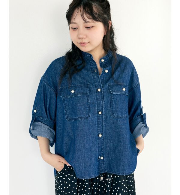  「スタンドネックパールボタンシャツ」|シャツ・ブラウス|