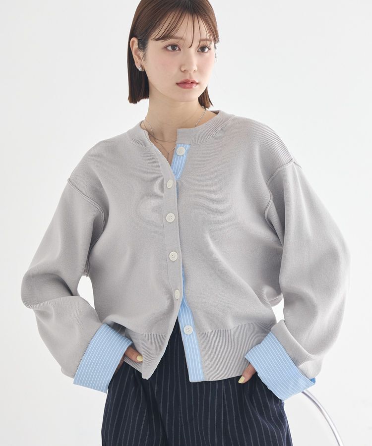 earth music&ecology「フェイクレイヤードカーディガン」|カーディガン|Light Gray
