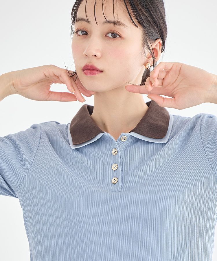 earth music&ecology「ダブル衿ペプラムプルオーバー」|Tシャツ・カットソー|