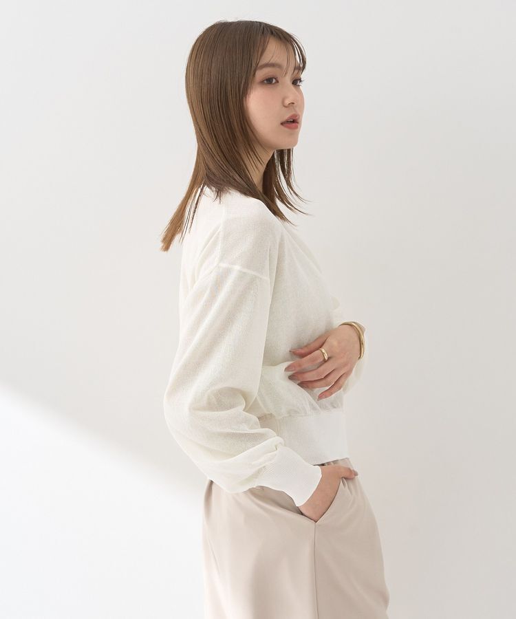 earth music&ecology「【WEB限定】接触冷感シアークルーニットカーディガン」|カーディガン|