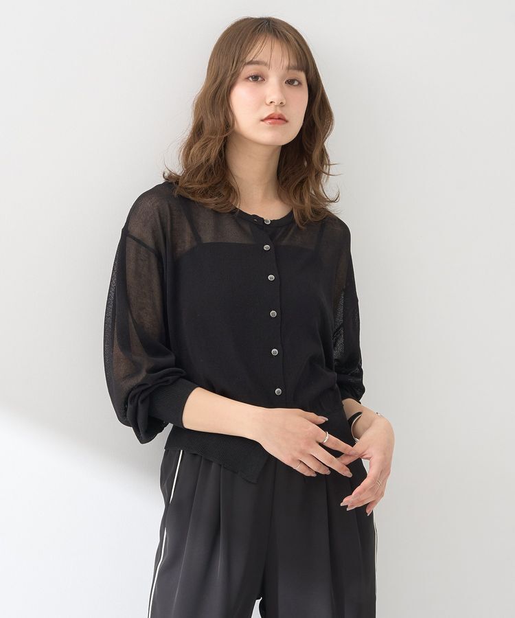 earth music&ecology「【WEB限定】接触冷感シアークルーニットカーディガン」|カーディガン|