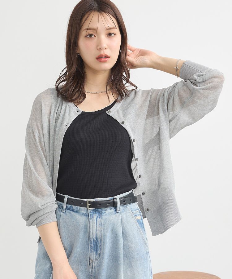 earth music&ecology「【WEB限定】接触冷感シアークルーニットカーディガン」|カーディガン|