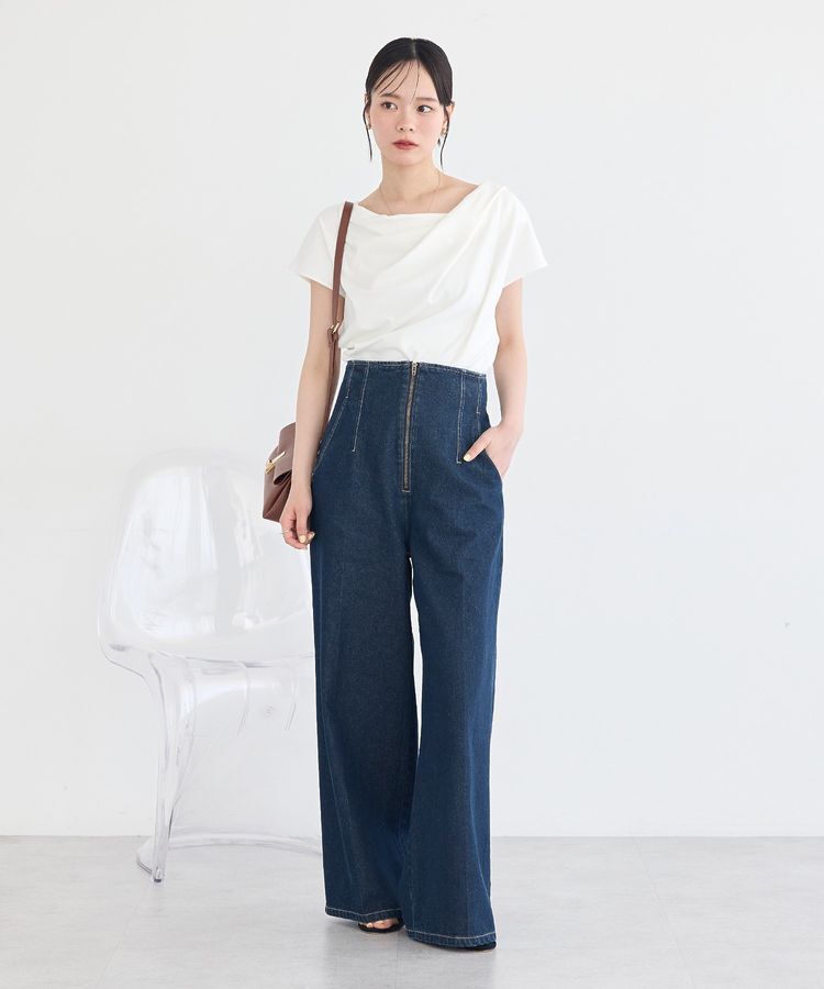 earth music&ecology「【WEB限定】フロントZIPバックレースアップデニム」|デニム|
