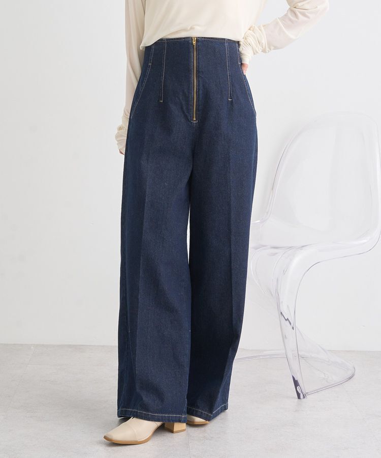 earth music&ecology「【WEB限定】フロントZIPバックレースアップデニム」|デニム|