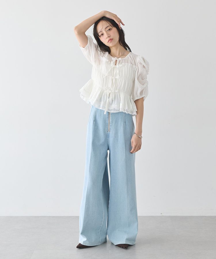 earth music&ecology「【WEB限定】フロントZIPバックレースアップデニム」|デニム|