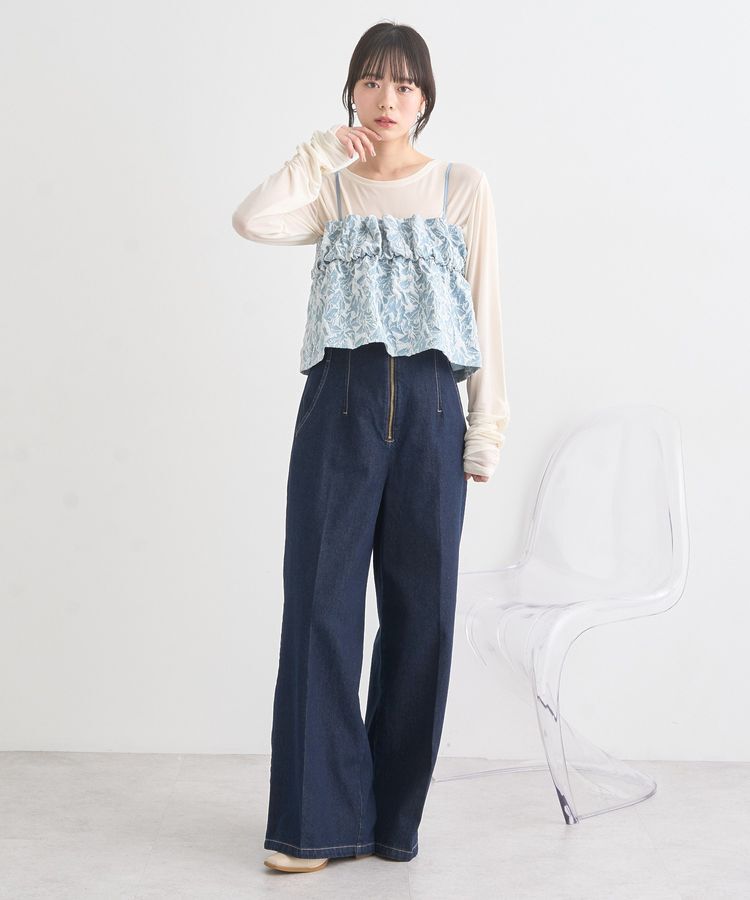 earth music&ecology「【WEB限定】フロントZIPバックレースアップデニム」|デニム|