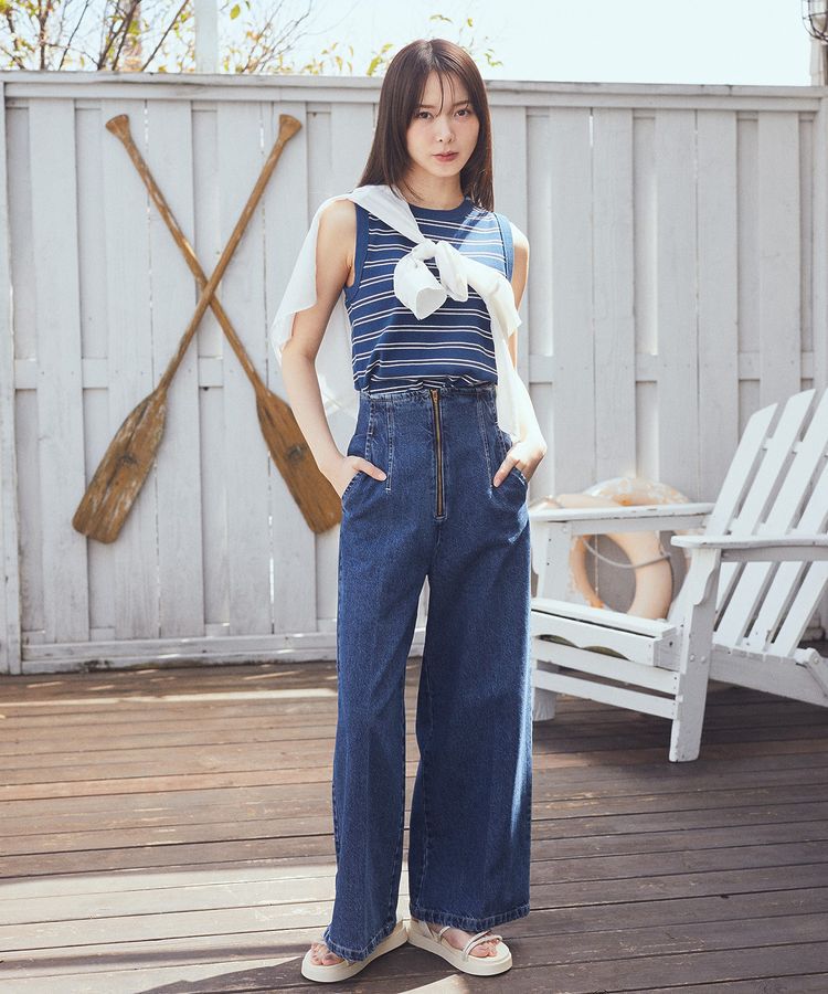 earth music&ecology「【WEB限定】フロントZIPバックレースアップデニム」|デニム|