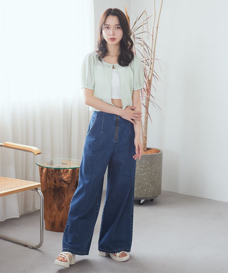 earth music&ecology「【WEB限定】フロントZIPバックレースアップデニム」|デニム|