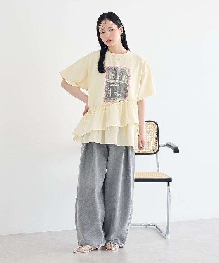 earth music&ecology「異素材ドッキンググラフィックTシャツ」|Tシャツ・カットソー|