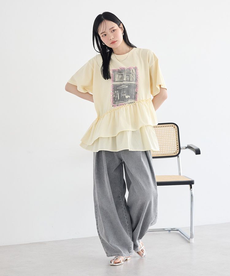earth music&ecology「異素材ドッキンググラフィックTシャツ」|Tシャツ・カットソー|