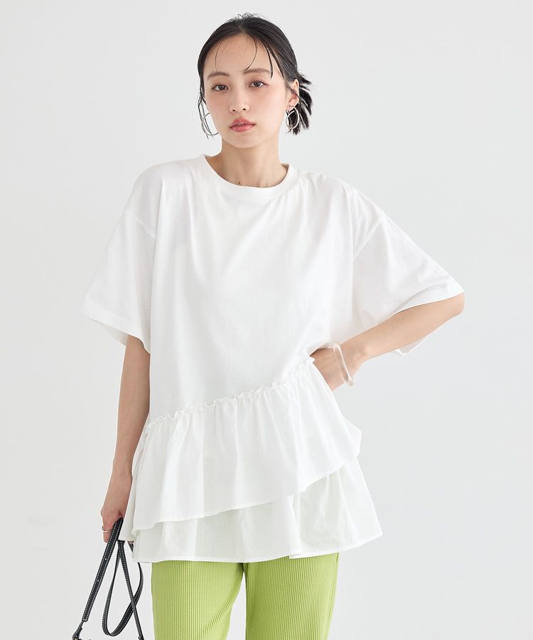 earth music&ecology「異素材ドッキンググラフィックTシャツ」|Tシャツ・カットソー|
