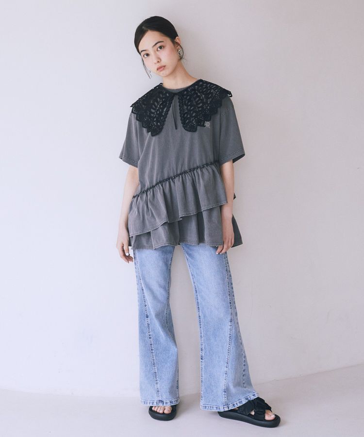earth music&ecology「異素材ドッキンググラフィックTシャツ」|Tシャツ・カットソー|