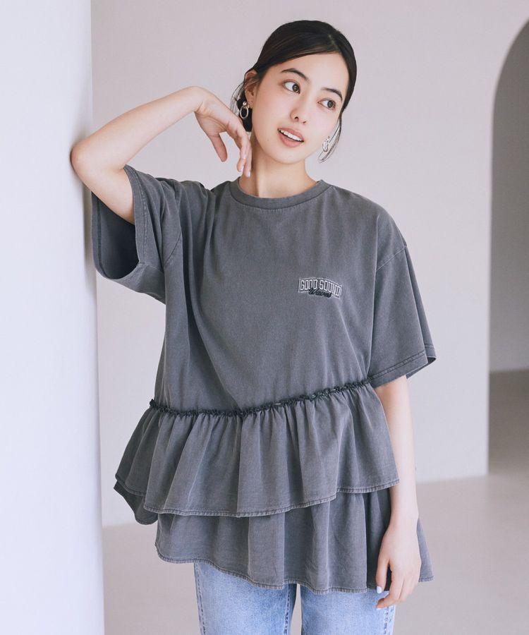 earth music&ecology「異素材ドッキンググラフィックTシャツ」|Tシャツ・カットソー|
