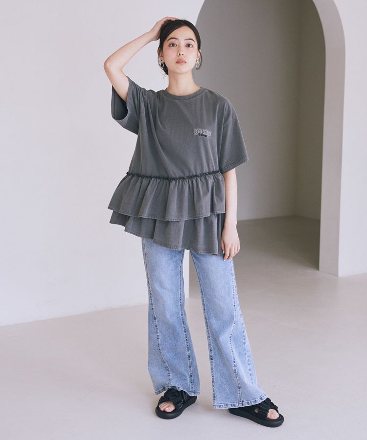 earth music&ecology「異素材ドッキンググラフィックTシャツ」|Tシャツ・カットソー|