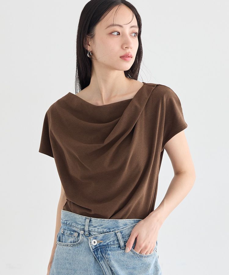 earth music&ecology「フレンチスリーブドレーププルオーバー」|Tシャツ・カットソー|