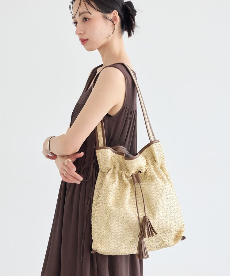 earth music&ecology「フリンジワンハンドルサマーバッグ」|トートバッグ|Beige