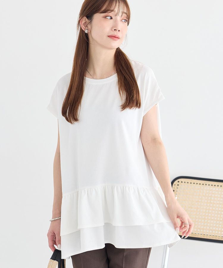 earth music&ecology「【接触冷感】ラッフルヘムプルオーバー」|チュニック|Off White