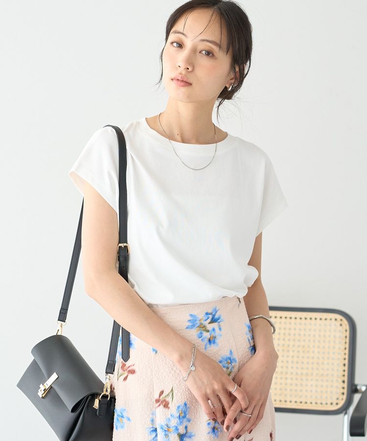 earth music&ecology「【遮熱・接触冷感・UVカット】フレンチスリーブTシャツ」|Tシャツ・カットソー|Off White
