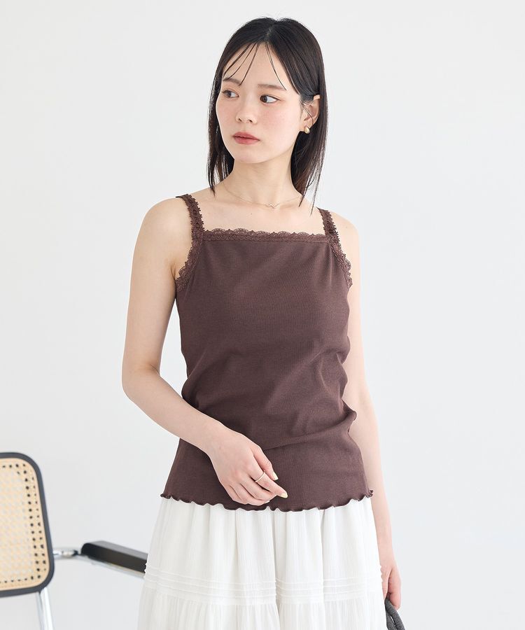 earth music&ecology「【接触冷感・抗菌防臭】カップ付レースキャミソール」|インナー|