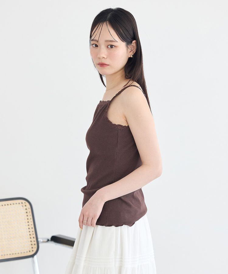 earth music&ecology「【接触冷感・抗菌防臭】カップ付レースキャミソール」|インナー|