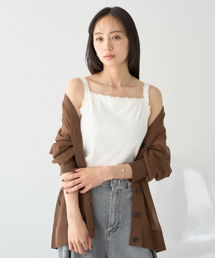 earth music&ecology「【接触冷感・抗菌防臭】カップ付レースキャミソール」|インナー|