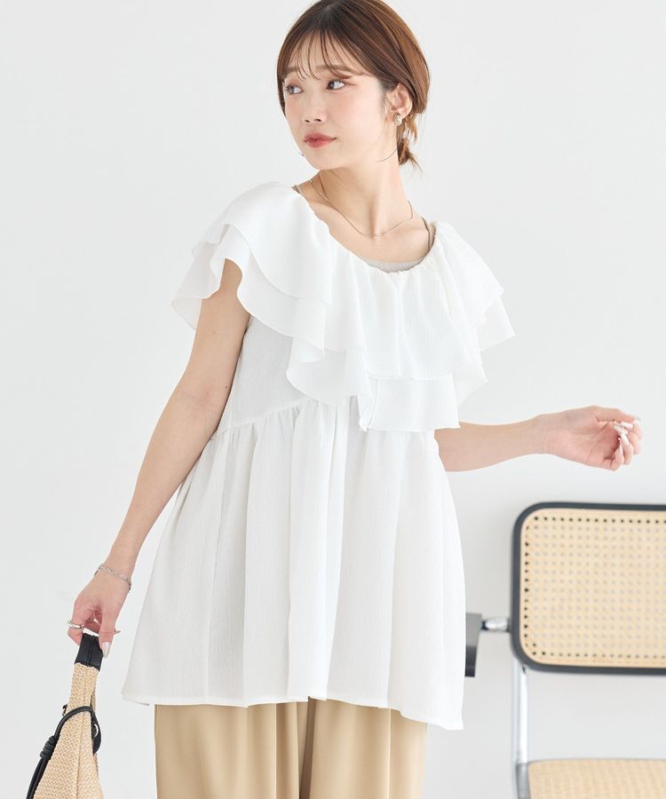 earth music&ecology「ラッフルフリルワンピース」|ワンピース|Off White