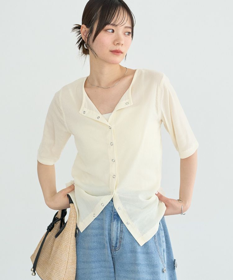 earth music&ecology「フロッキーチュールカーディガン」|カーディガン|Ivory