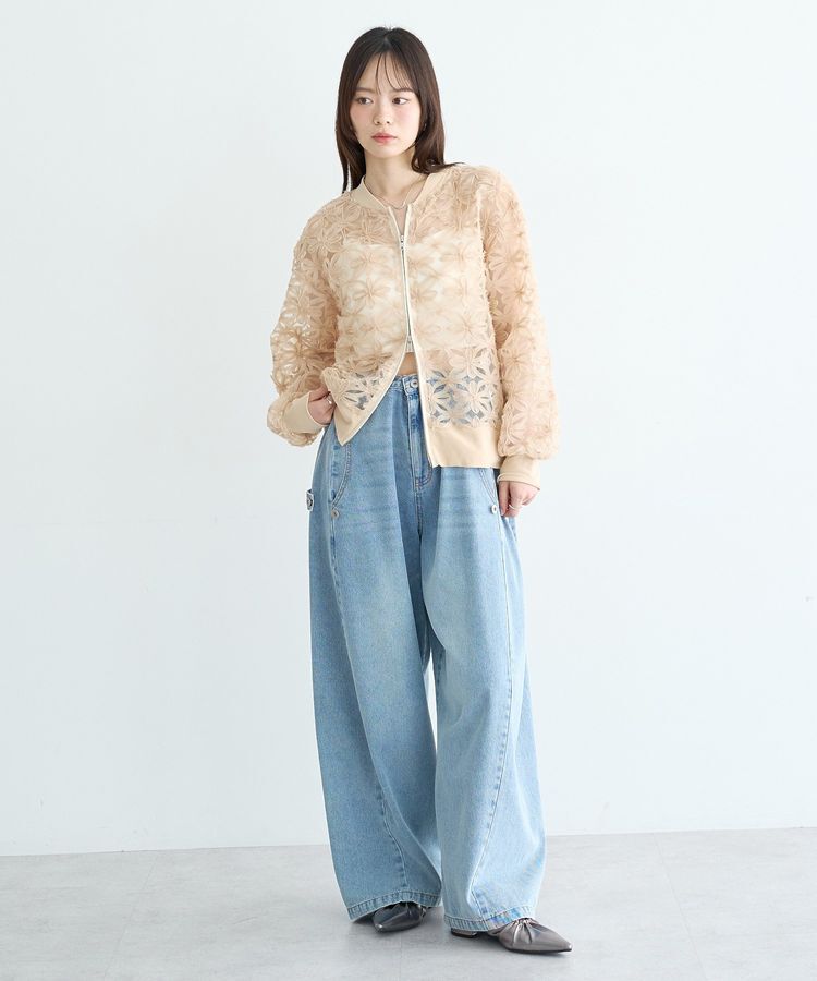 earth music&ecology「サイドタックスーパーワイドデニムパンツ」|デニム|