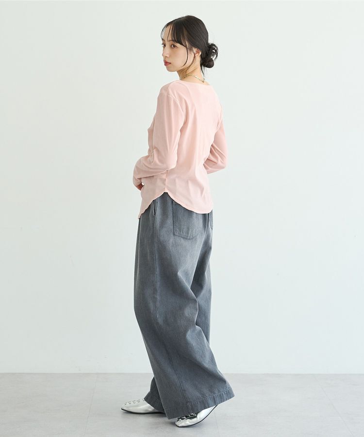 earth music&ecology「タックボタンチュールフロッキープルオーバー」|Tシャツ・カットソー|
