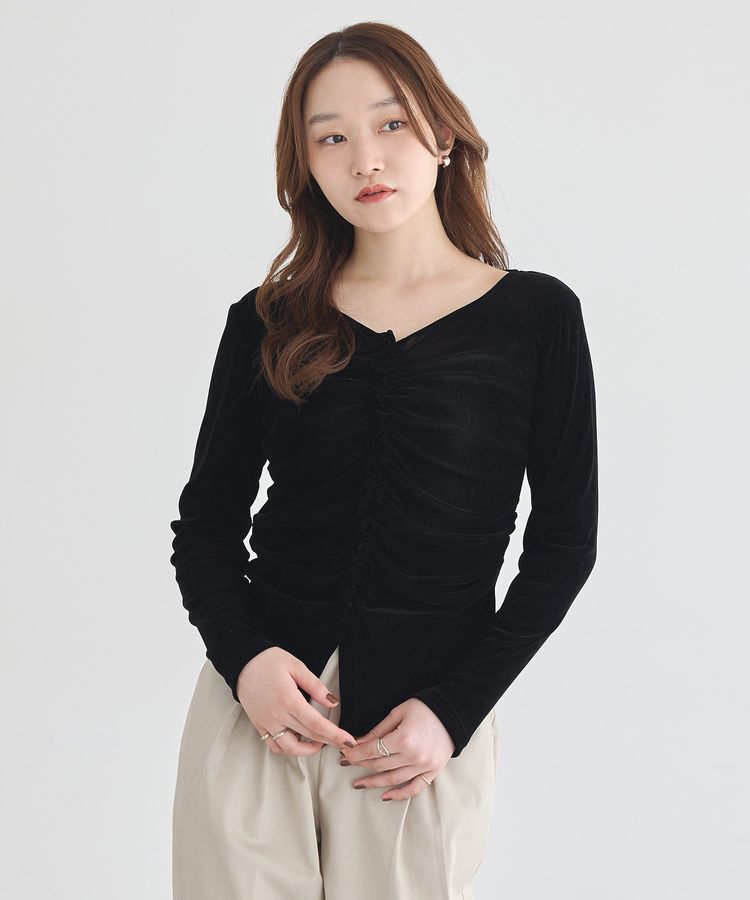 earth music&ecology「タックボタンチュールフロッキープルオーバー」|Tシャツ・カットソー|